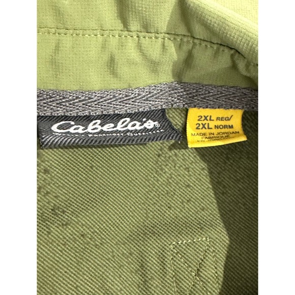 Cabelas Shirt Mens Sz 2XL Green Utility Pockets Light Weight Vented Button Up - Picture 5 of 7